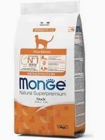 MONGE CAT SECCO STERILIZED ANATRA KG 1,5