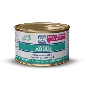 VET LINE CAT UMIDO LATTINA PATE' ADULT POLLO E FEGATO GR 85