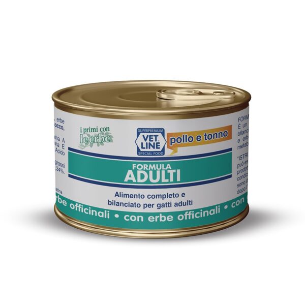VET LINE CAT UMIDO LATTINA PATE' ADULTI POLLO E TONNO GR 85