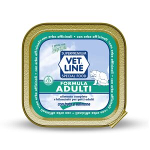 VET LINE CAT UMIDO LATTINA PATE' ADULTI TROTA E SALMONE GR 100