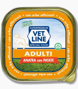 VET LINE DOG UMIDO VASCHETTA ADULT PATE' ANATRA GR 150