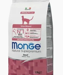 MONGE CAT SECCO STERILIZED MANZO KG 1,5