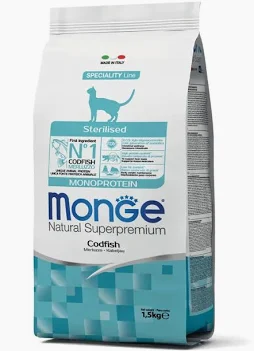 MONGE CAT SECCO STERILIZED MERLUZZO KG 1,5