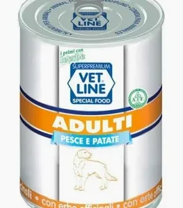 VET LINE DOG UMIDO LATTINA ADULT PATE' PESCE GR 400